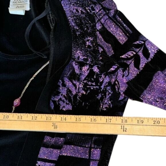 R&M Richards Petite 2-Piece Outfit Black Velvet Tank & Purple Glitter Jacket Siz - Picture 6 of 7